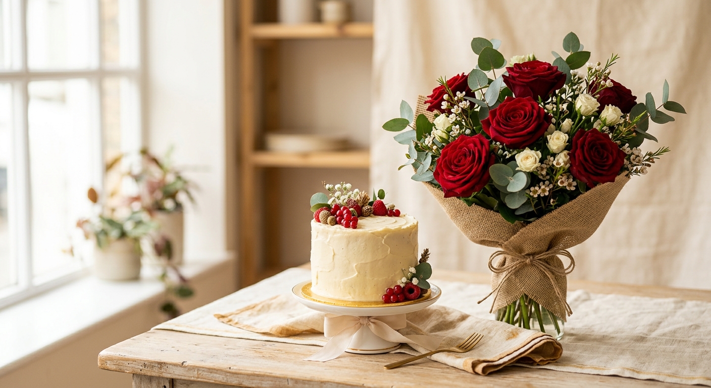 కేక్ + పువ్వుల బుకే కాంబో